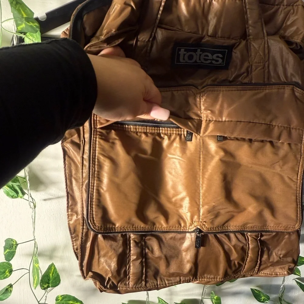 Totes Brown Backpack Quilted Durable Design